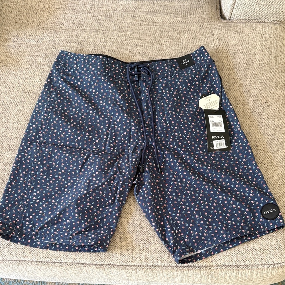 RVCA Men's Patterned Navy Board Shorts